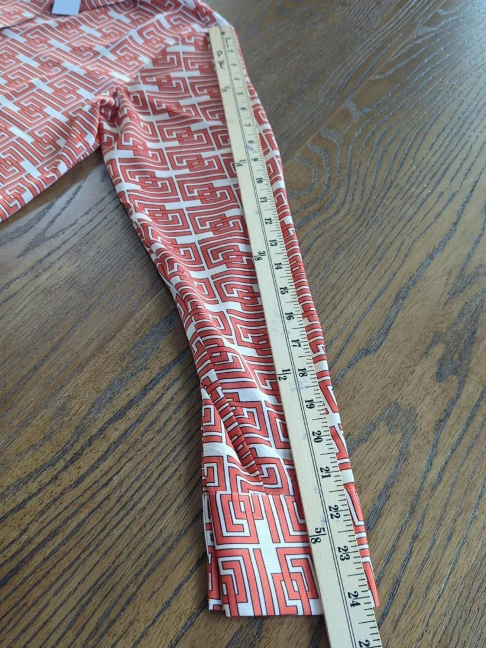 Ann Taylor Blouse Womens Small Orange Geometric Button Up Collared Long Sleeve - Picture 11 of 13